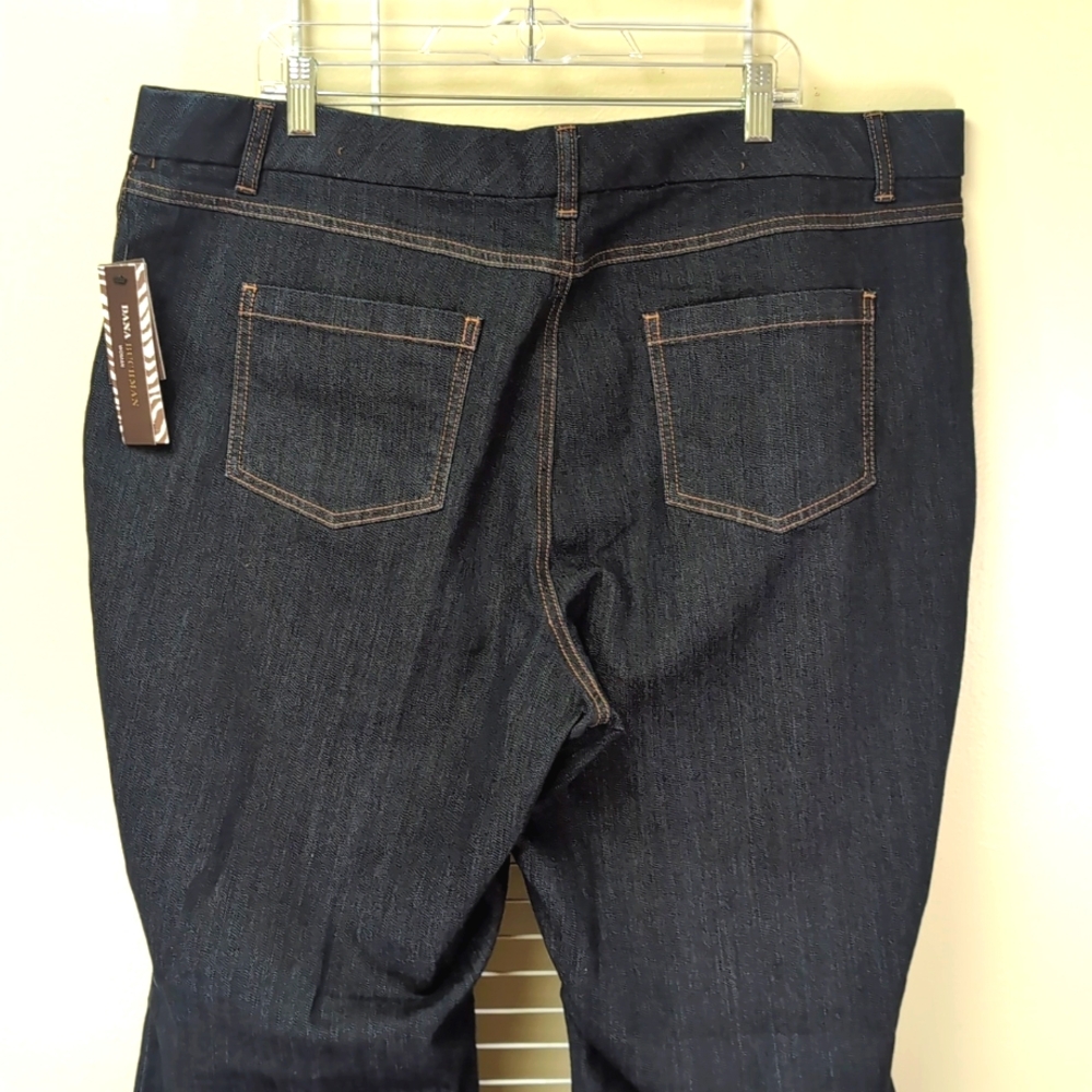 Dana Buchman Size 22W Plus Women's Wide Leg Classic Fit Dark Wash Blue Jeans - Picture 6 of 13